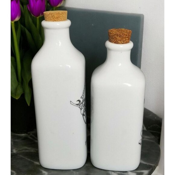 Everyday White Porcelain Bottles With Cork Stoppers By Fitz & Floyd - Picture 4 of 7